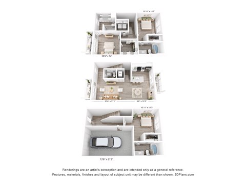 Floor plan for 3 beds, 3.5 baths, 1764 sqft